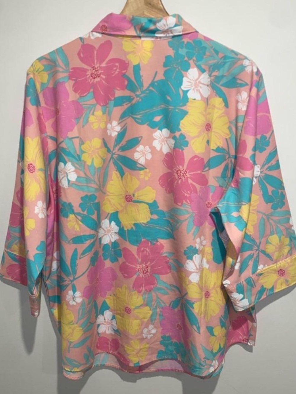 Blair Pink Floral Button-Up Shirt with Yellow & Teal Accents - Picture 3 of 3